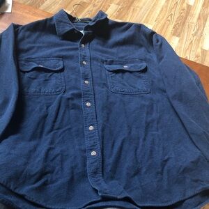 vintage Field & Stream chamois cloth shirt, in a blue flannel material.